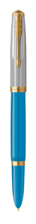 Перьевая ручка Parker 51 Premium Turquoise GT перо; M/F, чернила: Black,Blue, в подарочной упаковке.