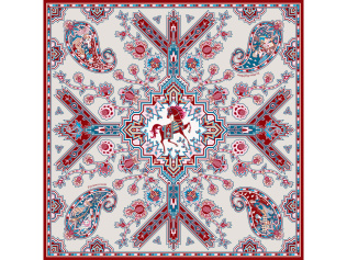Платок Кавказский скакун (бордовый, голубой, бежевый, разноцветный)