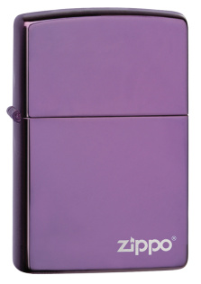 Зажигалка ZIPPO Classic с покрытием Abyss™, латунь/сталь, сиреневая с логотипом, 36x12x56 мм
