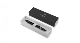 Шариковая ручка Parker IM Vibrant Rings Flame Amethyst Purple, стержень: Mblue, в подарочной упаковке.