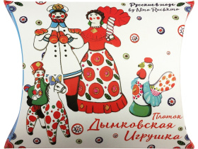 Платок Дымковская игрушка (белый, красный, разноцветный)