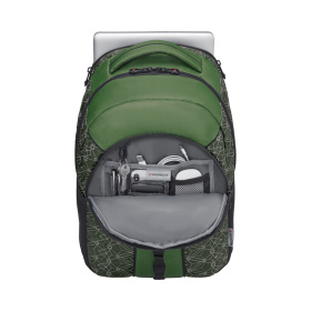 Рюкзак WENGER 16'', зеленый со светоотражающим принтом, полиэстер, 35x27x47 см, 27 л