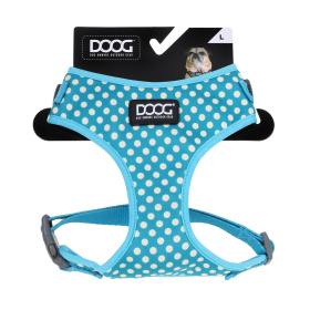 DOOG Шлейка для собак "NEOFLEX SNOOPY", голубая в белую крапинку, S, 32-44см (Австралия)
