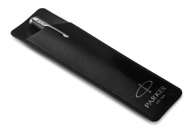 Перьевая ручка и чехол из кожи Parker Sonnet Premium  GREY GT, перо 18K, перо: F, цвет чернил black, в подарочной упаковке