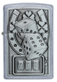 Зажигалка ZIPPO Lucky 7 с покрытием Street Chrome, латунь/сталь, серебристая, 38x13x57 мм