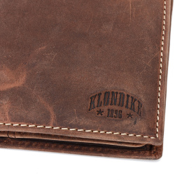Бумажник KLONDIKE Yukon, натуральная кожа в коричневом цвете, 10 х 2 х 12,5 см