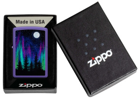 Зажигалка ZIPPO Night In The Forest с покрытием Purple Matte, латунь/сталь, фиолетовая, 38x13x57 мм