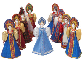Подарочный набор: кукла фарфоровая, крем-мед, красный