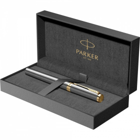 Перьевая ручка Parker Ingenuity Grey Core GT, перо: F (2 картриджа black и blue) в подарочной коробке