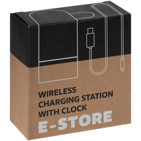 Зарядная станция с часами E-Store для смартфона, часов и наушников, черная