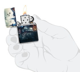 Зажигалка ZIPPO Horror House с покрытием 540 Matte, латунь/сталь, белая, 38x13x57 мм