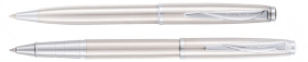 Набор  Pierre Cardin PEN&PEN: ручка шариковая + роллер. Цвет - серебристый. Упаковка Е.