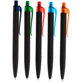 Ручка шариковая Prodir QS01 PRT-T Soft Touch, черная с голубым