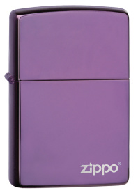 Зажигалка ZIPPO Classic с покрытием Abyss™, латунь/сталь, сиреневая с логотипом, 36x12x56 мм