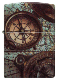 Зажигалка ZIPPO Compass Design с покрытием 540 Matte, латунь/сталь, разноцветная, 38x13x57 мм
