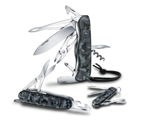 Нож перочинный VICTORINOX Skipper Navy Camouflage, 111 мм, 17 фнк, с фиксатором, серо-синий камуфляж