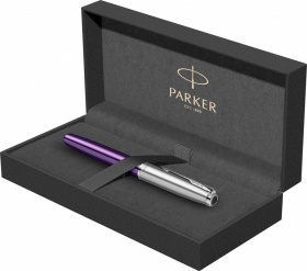 Ручка-роллер Parker Sonnet Essentials Violet SB Steel CT, цвет чернил black, перо: F,  в подарочной упаковке.