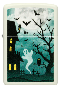Зажигалка ZIPPO Spooky Design с покрытием Glow In The Dark Green, латунь/сталь, белая, 38x13x57 мм