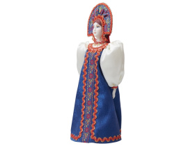 Подарочный набор: кукла фарфоровая, мед, синий