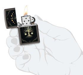 Зажигалка ZIPPO Mystic Nature Design с покрытием Black Ice®, латунь/сталь, черная, 38x13x57 мм