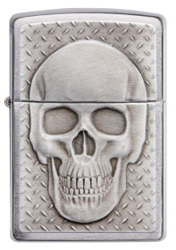 Зажигалка ZIPPO Skull Design с покрытием Brushed Chrome, латунь/сталь, серебристая, 38x13x57 мм